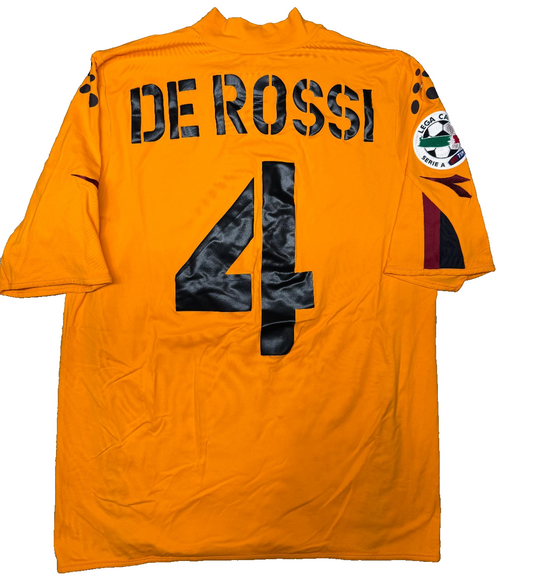 maglia calcio vintage AS Roma De Rossi #4 Mazda Diadora 2004 2005 M