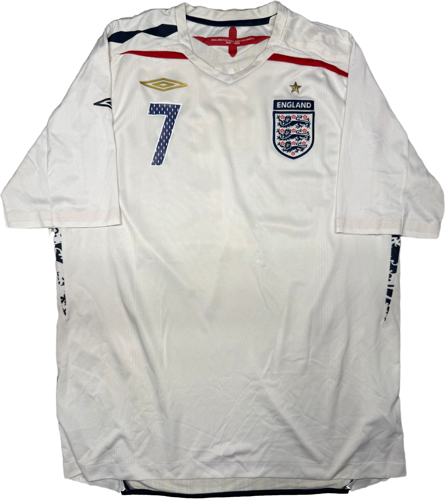 Maglia calcio vintage England Beckham Inghilterra Home World Cup 2007-2009