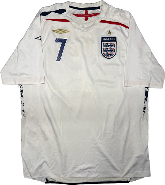 Maglia calcio vintage England Beckham Inghilterra Home World Cup 2007-2009