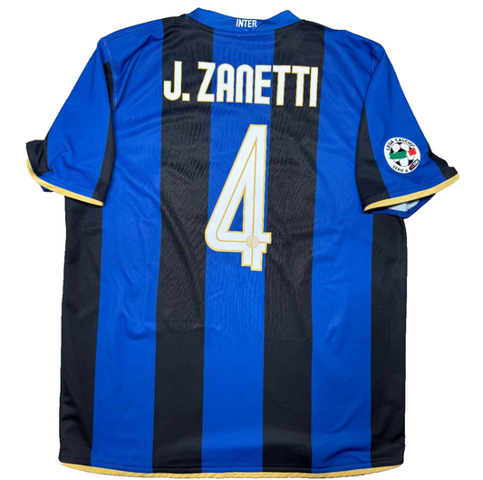 Maglia calcio vintage Inter Zanetti Pirelli Nike 2008 2009 L shirt jersey