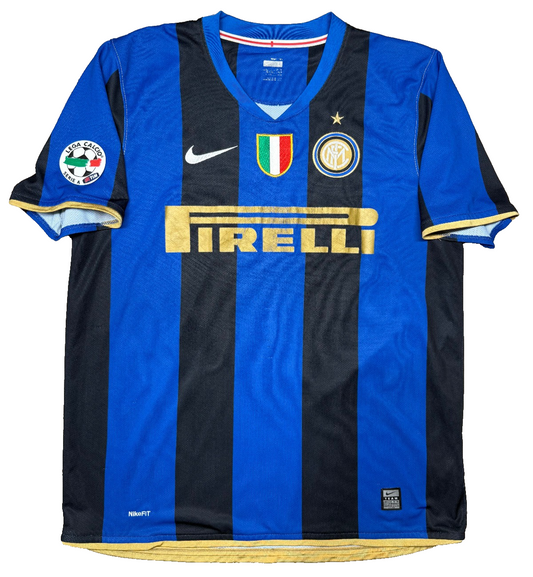 Maglia calcio vintage Inter Zanetti Pirelli Nike 2008 2009 L shirt jersey