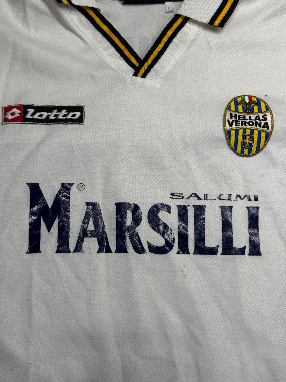 maglia calcio vintage Hellas Verona Lotto MUTU Marsilli away 2000 2001 L