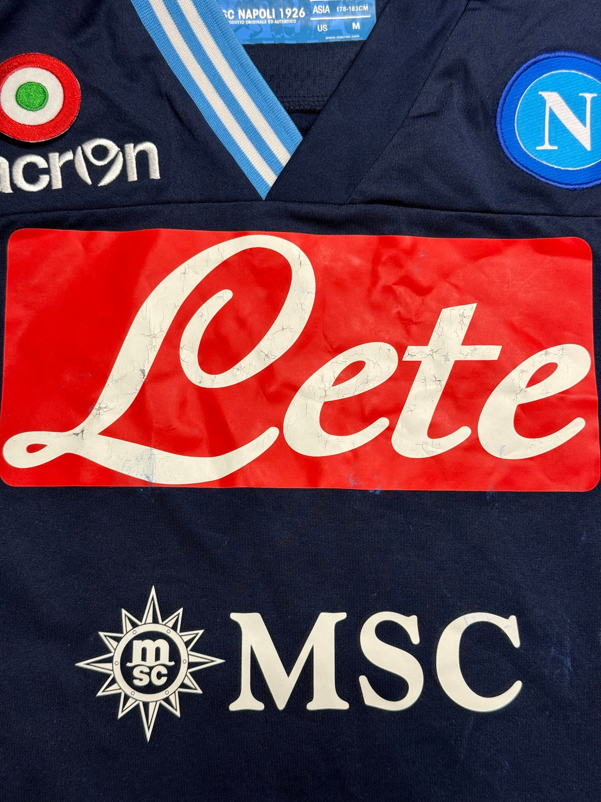maglia calcio vintage Napoli DZEMAILI worn 2012 2013 shirt Jersey Macron L Lete
