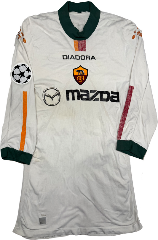 maglia calcio vintage AS Roma De Rossi #4 Mazda Diadora 2004 2005 L/XL UCL