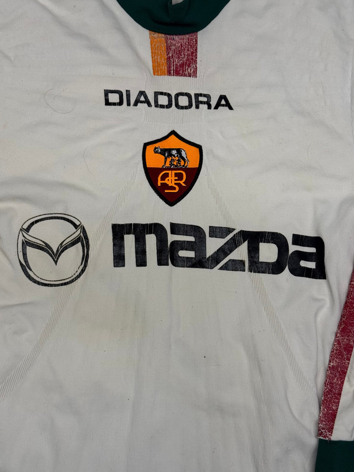 maglia calcio vintage AS Roma De Rossi #4 Mazda Diadora 2004 2005 L/XL UCL