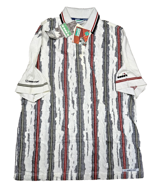 Polo Vintage DIADORA DAVIS CUP Anni '90 boris becker taglia 54 - XL *BNWT*