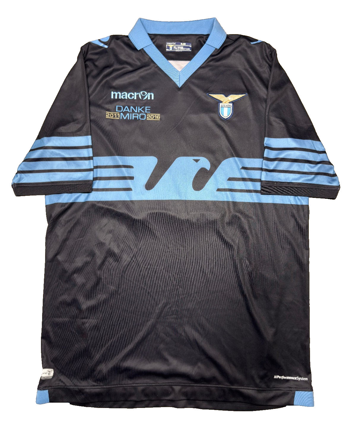maglia calcio vintage lazio macron calcio KLOSE #DANKEMIRO bandiera 2015 2016