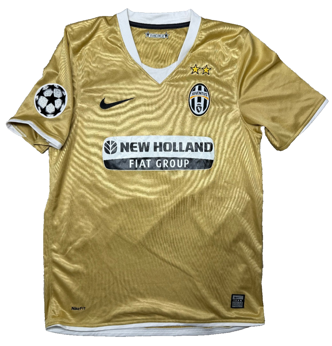 maglia calcio vintage Juventus Del Piero Champions League 2008 away oro S