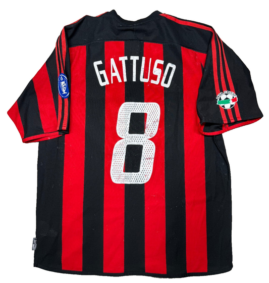 maglia calcio vintage AC Milan GATTUSO Adidas 2003 2004 Opel Climalite L