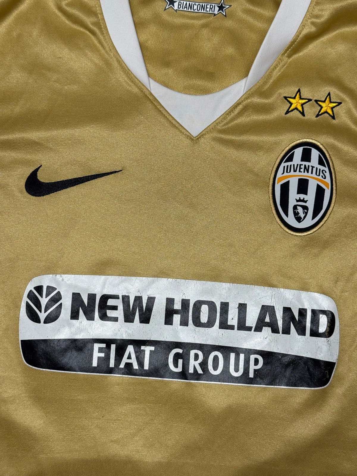 maglia calcio vintage Juventus Del Piero Champions League 2008 away oro S