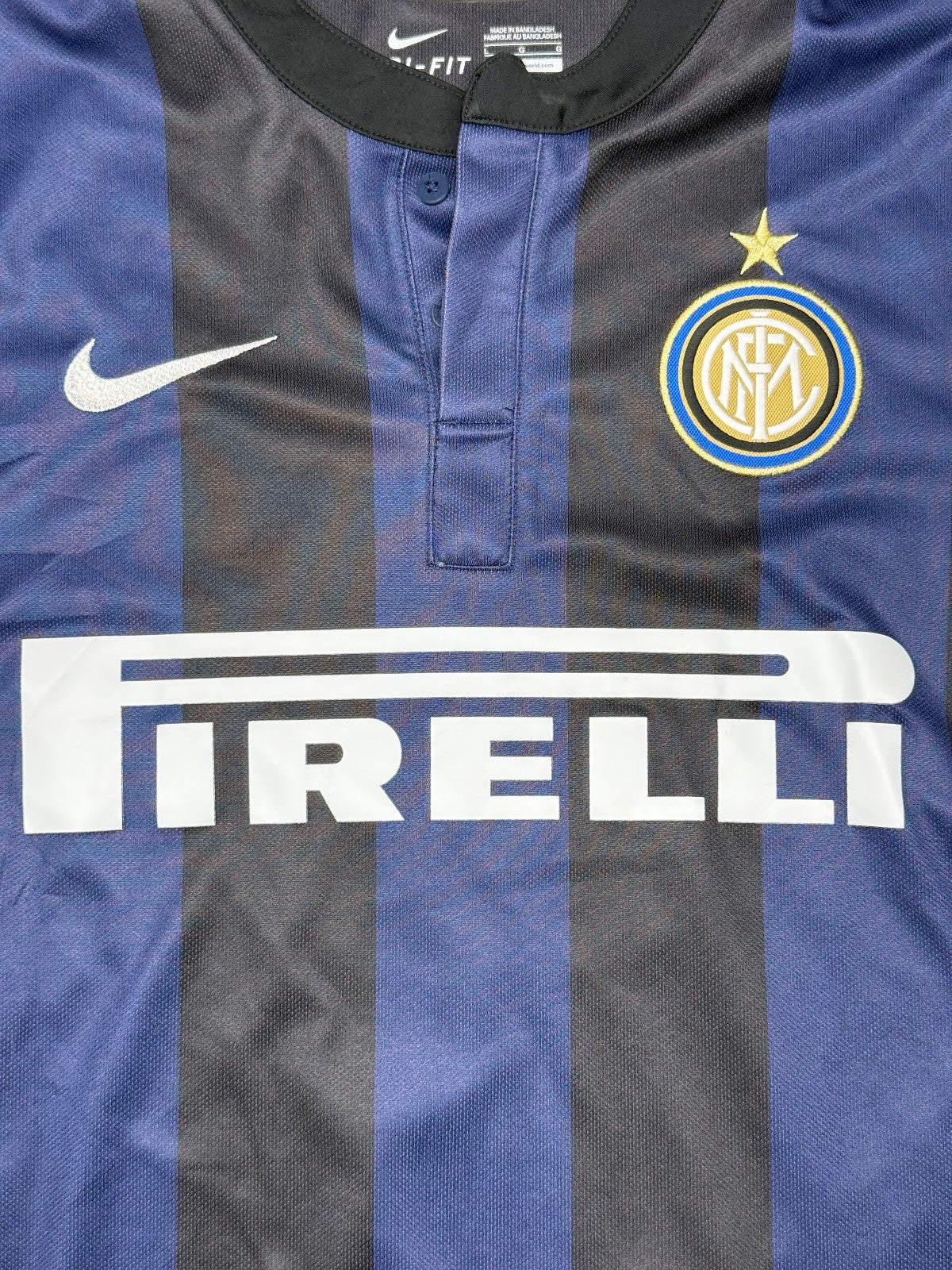 Maglia calcio vintage Inter Zanetti Pirelli Nike 2014 2015 L shirt jersey