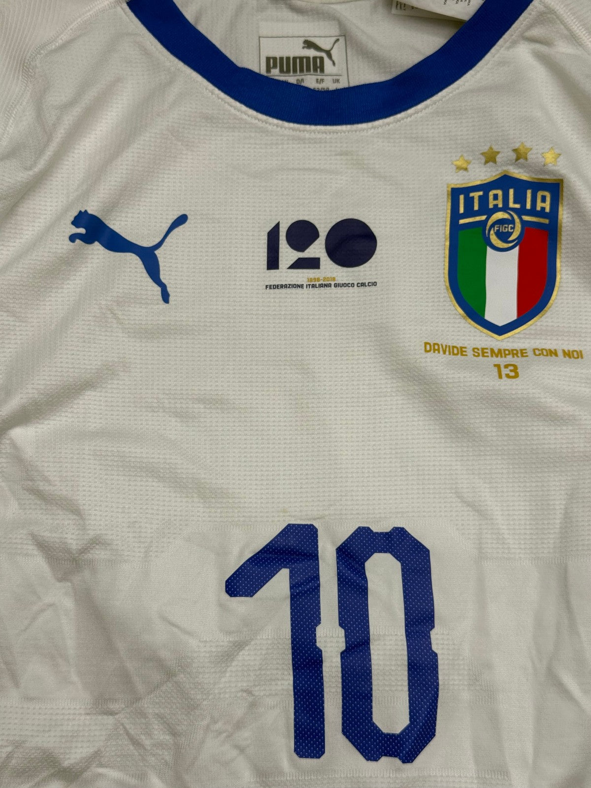 Italia shirt Puma 2018 Insigne 10 Maglia Away Nazionale Italiana L vs ARGENTINA