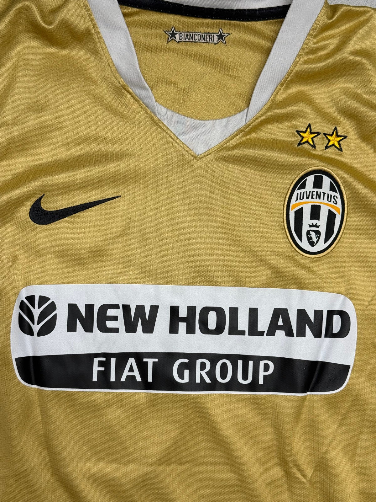 maglia calcio vintage Juventus Del Piero Champions League 2008 away oro L