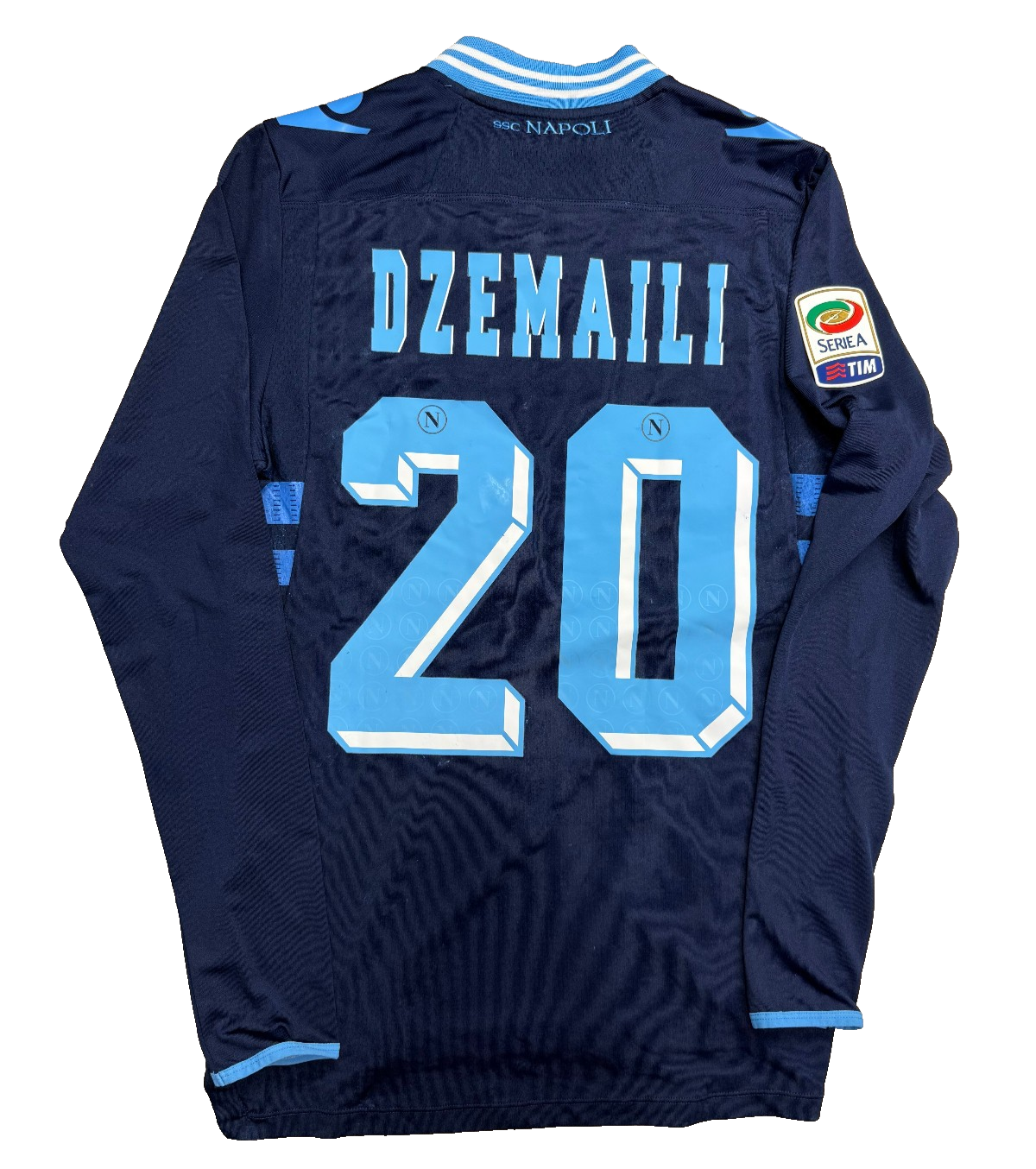 maglia calcio vintage Napoli DZEMAILI worn 2012 2013 shirt Jersey Macron L Lete