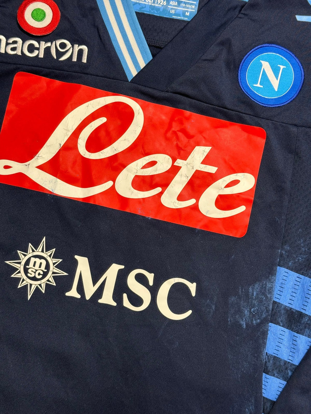 maglia calcio vintage Napoli DZEMAILI worn 2012 2013 shirt Jersey Macron L Lete