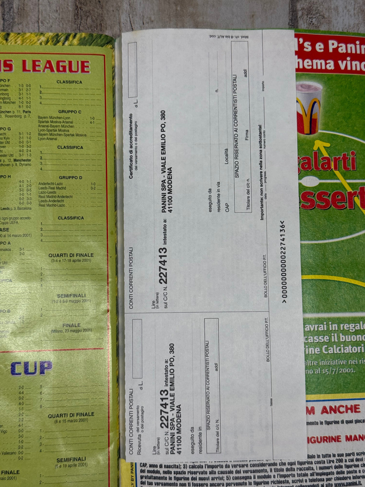 Album Figurine PANINI vintage 2000 2001 COMPLETO (no acquisti) con cedola Roma