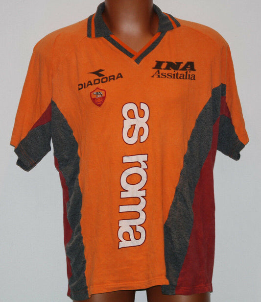 MAGLIA ROMA TOTTI TRAINING SIGNED JERSEY 1998 1999 SERIE A DIADORA XL