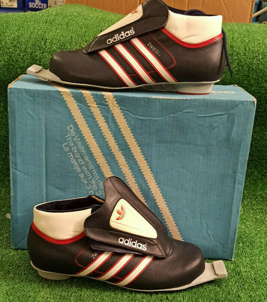 scarpe adidas sci da fondo trifoil 1970 1980 shoes vintage ZWIESEL 8 deadstock