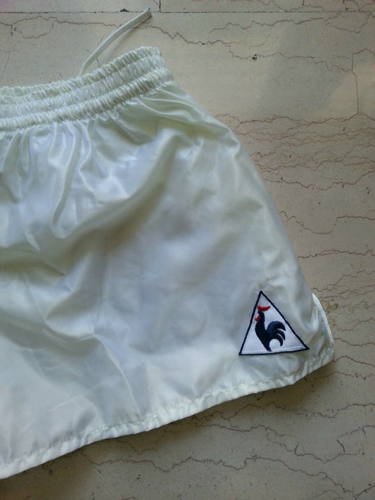 MENS SHINY GLANZ SHORTS LE COQ SPORTIF VINTAGE OLD RARE RETRO SPRINTER 80s Large