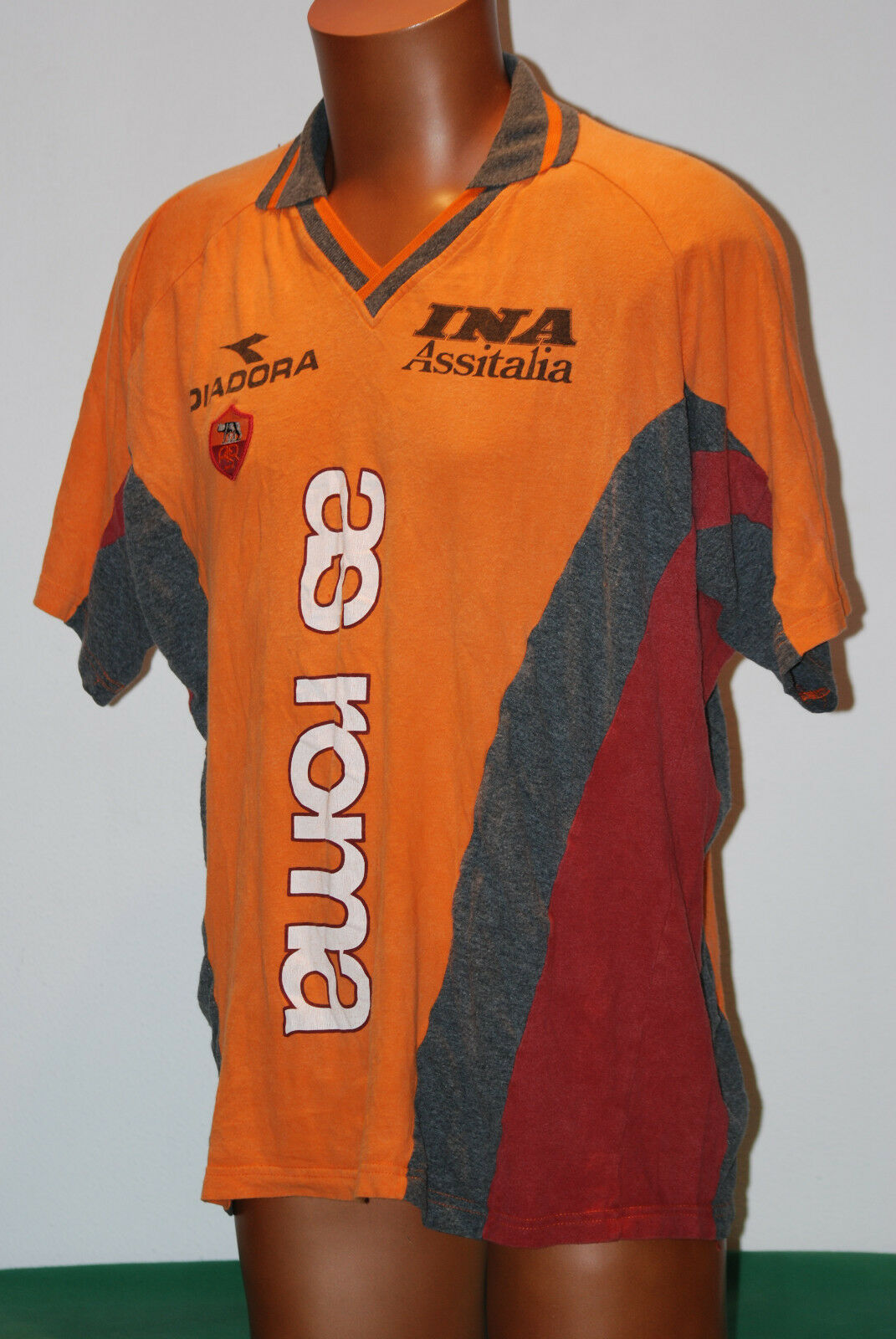 MAGLIA ROMA TOTTI TRAINING SIGNED JERSEY 1998 1999 SERIE A DIADORA XL