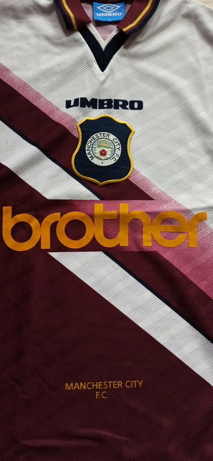 shirt Manchester City Awau Umbro 1997-1998 vintage Brother Shirt *NEW*