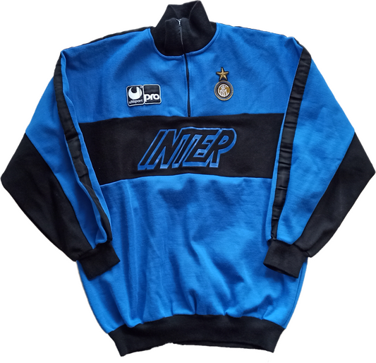 maglia calcio vintage Inter Uhlsport Track top Felpa Hoodie Training 1988/89