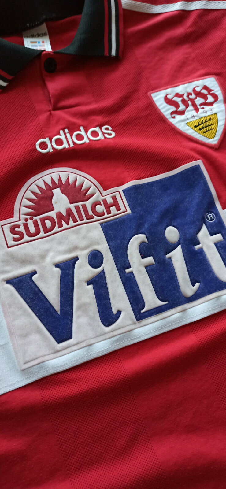 match worn trikot calcio vintage Stuttgart #4 1996-97 adidas Stoccarda jersey