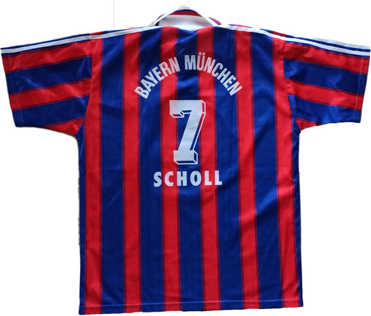 maglia Bayern Monaco Scholl #7 FC Bayern Munich Home Shirt 1995 1996 opel XL