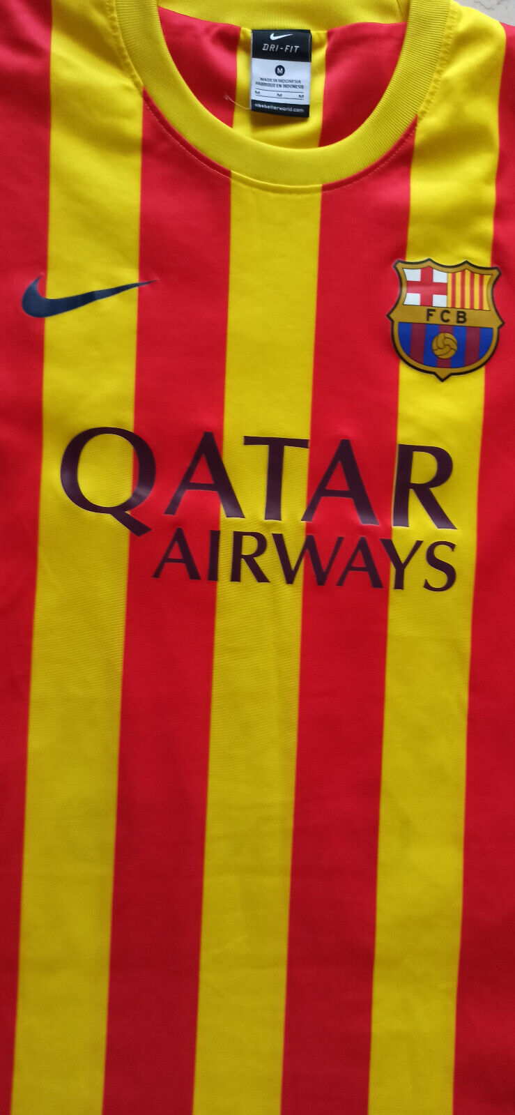 maglia calcio vintage Messi Barcelona Nike Qatar Airways away camiseta 2013-14 M