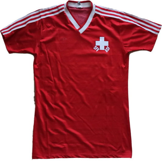 maglia vintage calcio Svizzera Switzerland Swisse Adidas 1986 #8 match worn