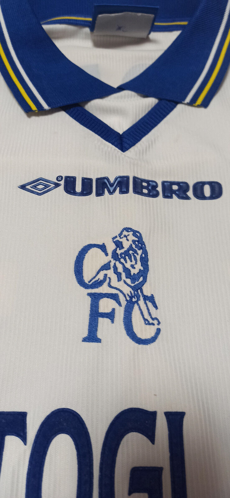 maglia calcio Zola vintage Chelsea Umbro Autoglass 1998-00 Away jersey