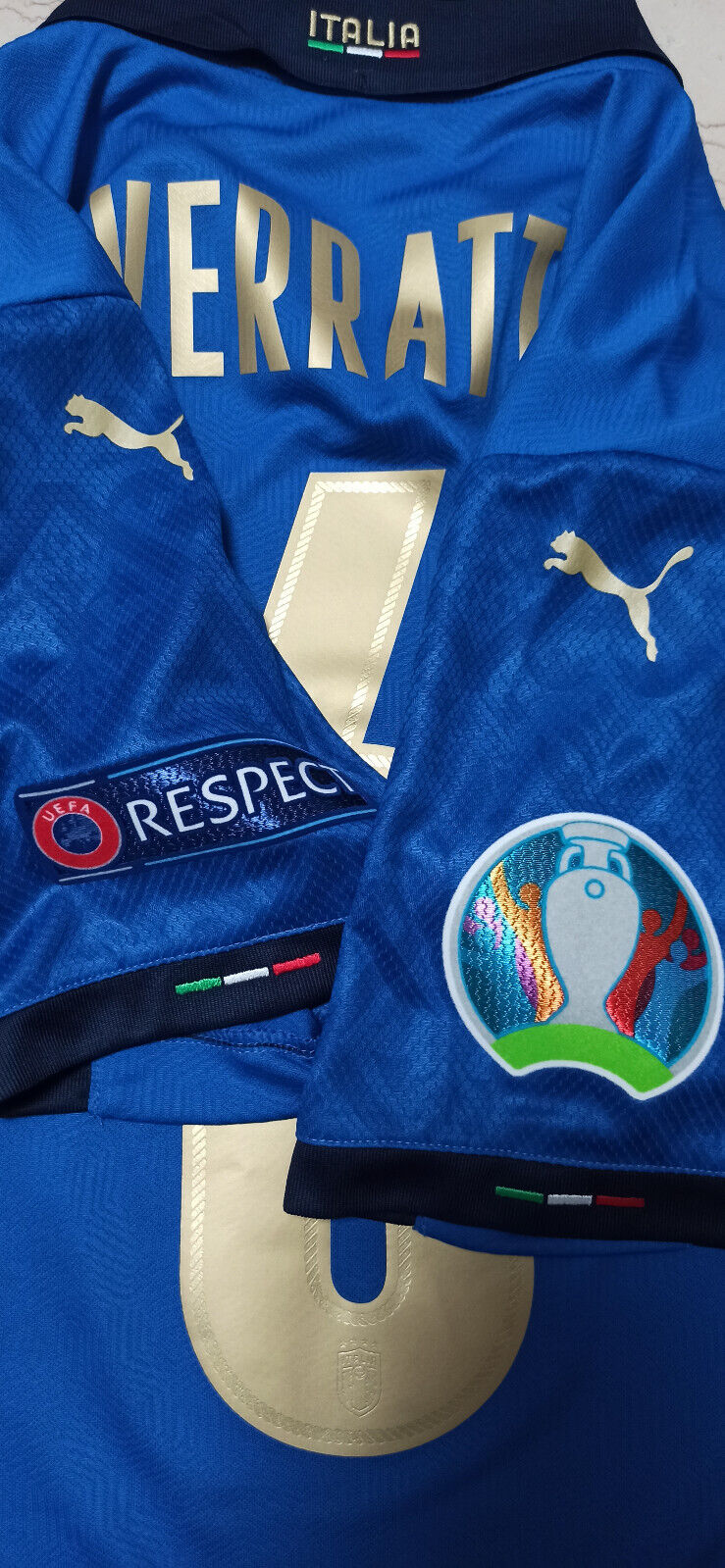 Maglia match worn gara Verratti PUMA Italia-Inghilterra 2021 Dry-cell EURO 2020