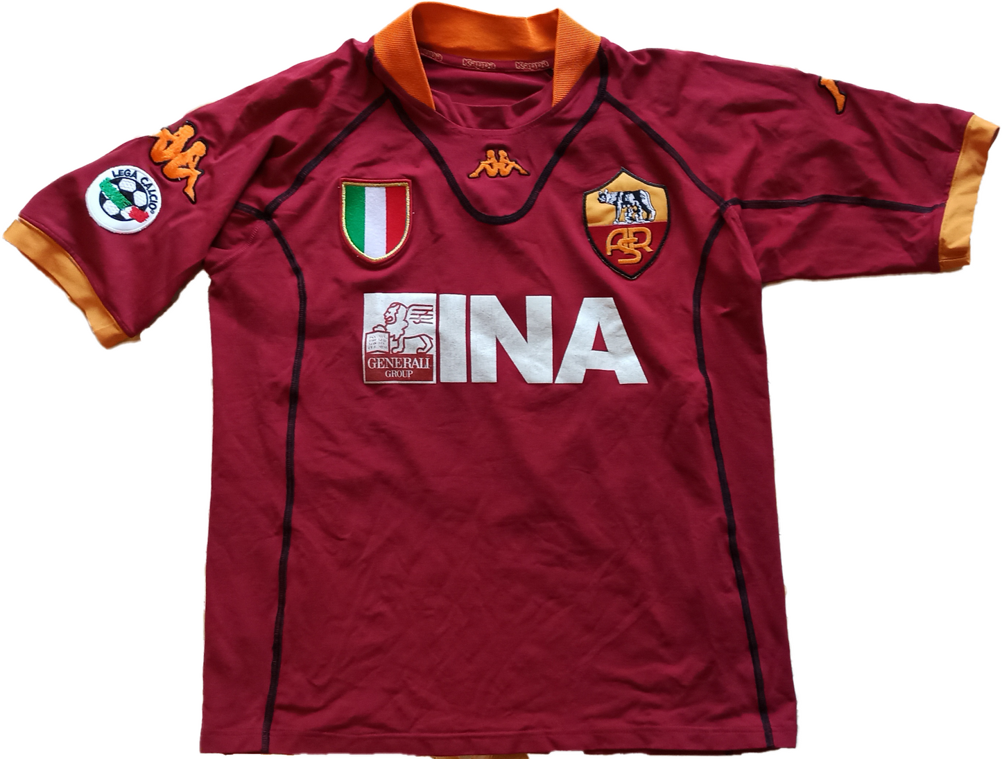 maglia match worn calcio vintage AS Roma ALDAIR scudetto 2001 2002 INA L KAPPA