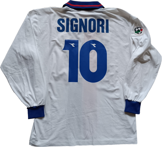 Maglia match worn Bologna SIGNORI vintage Granarolo DIADORA FELPATA 1998 1999