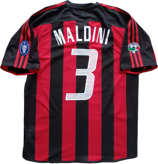 maglia calcio vintage Maldini AC Milan Adidas 2003 2004 Meriva Football shirt