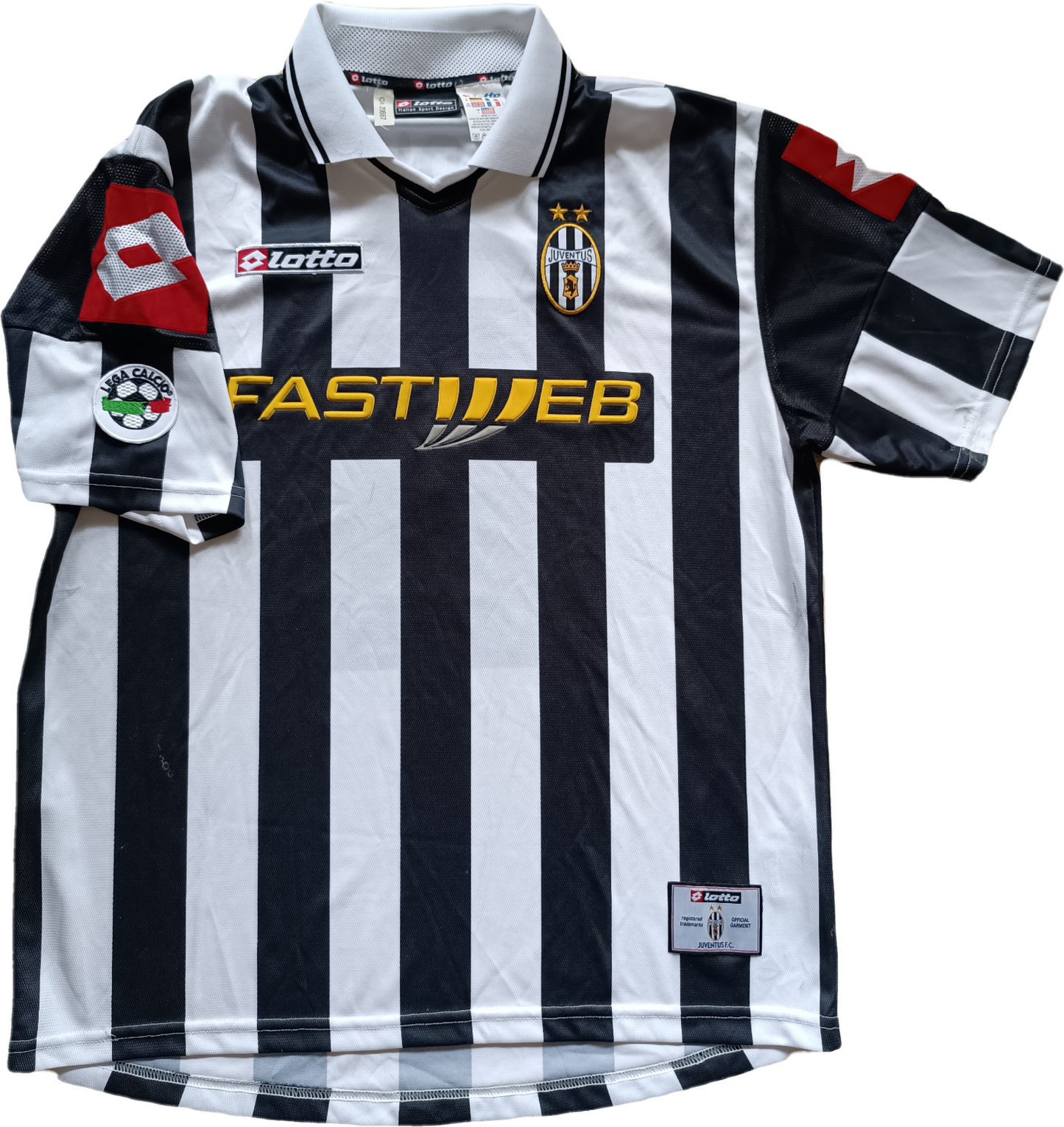 maglia calcio vintage Juventus DEL PIERO Lotto Fastweb 2001 2002 home MATCH WORN