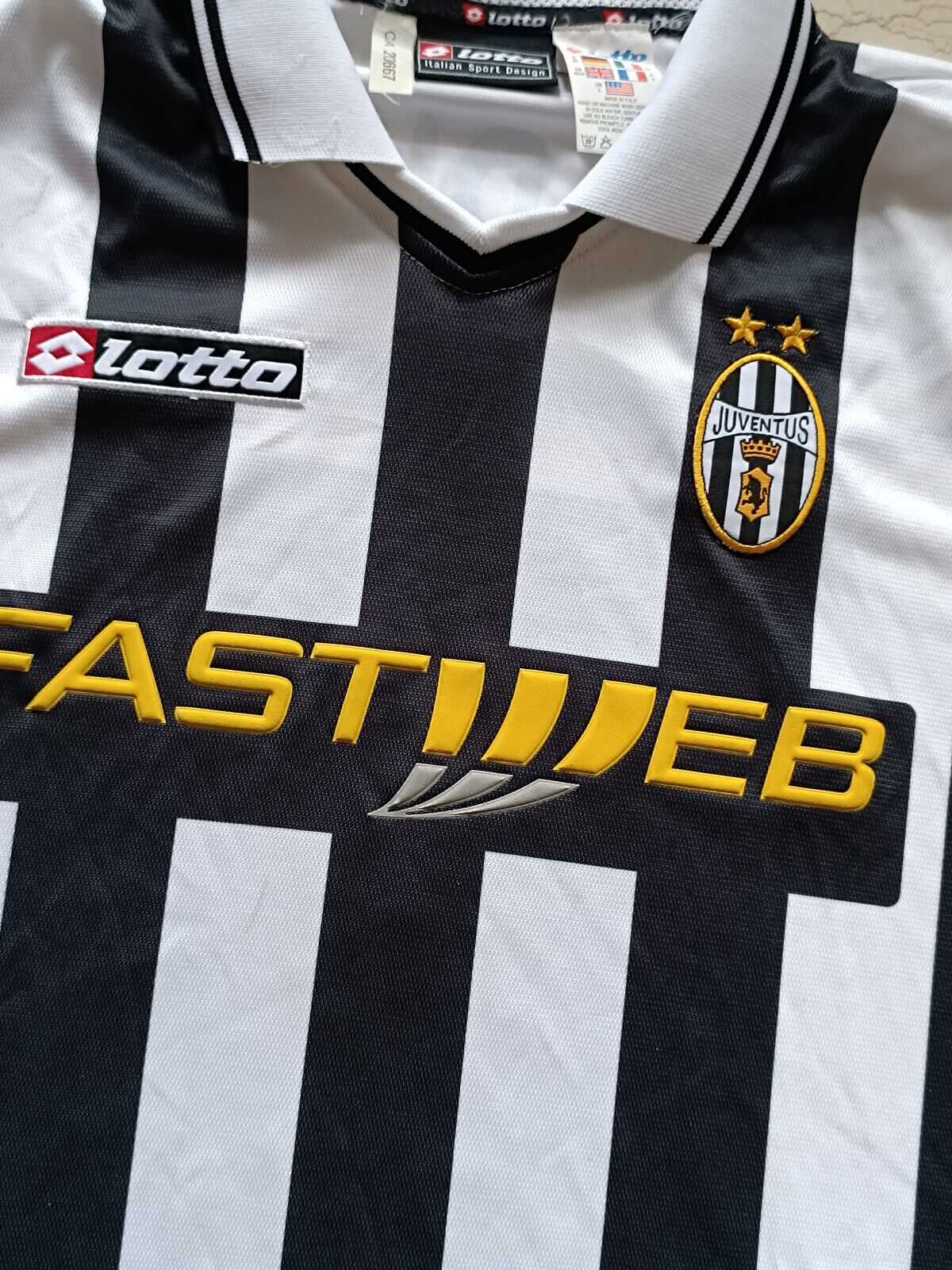 maglia calcio vintage Juventus DEL PIERO Lotto Fastweb 2001 2002 home MATCH WORN