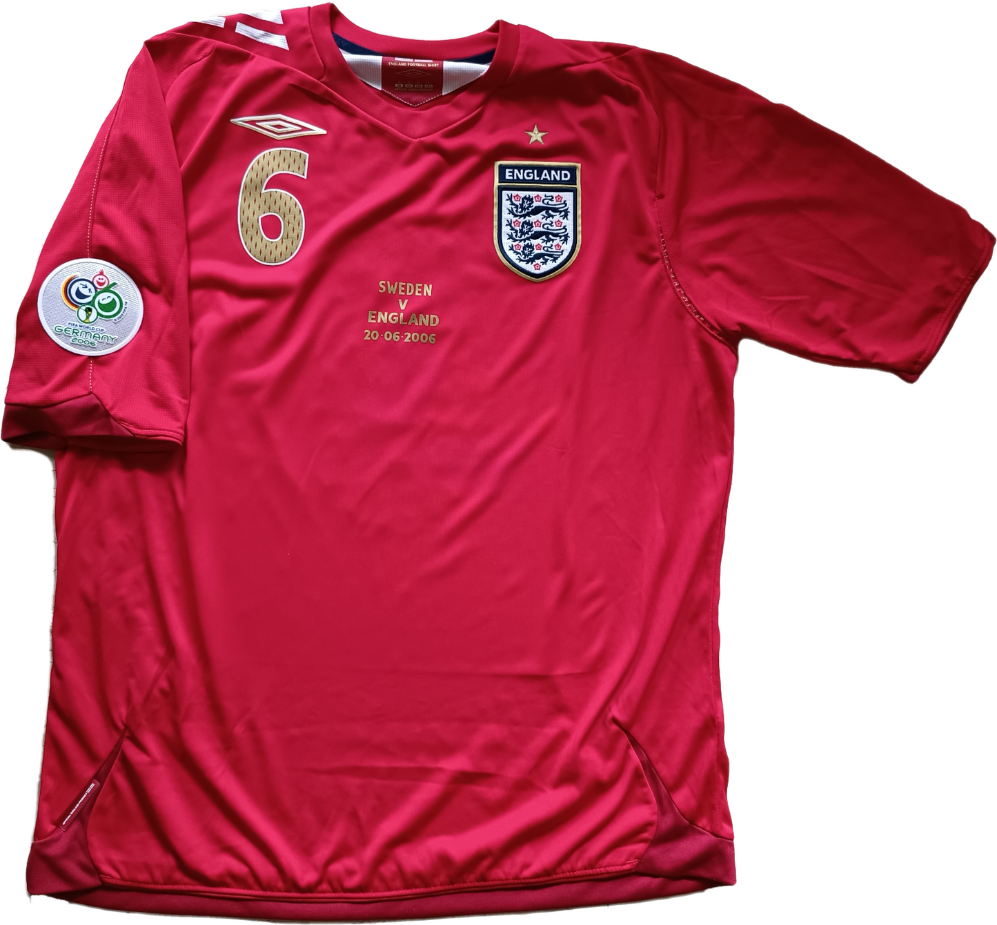 Maglia calcio vintage England Terry Match Issue vs Sweden WC 2006 player stock