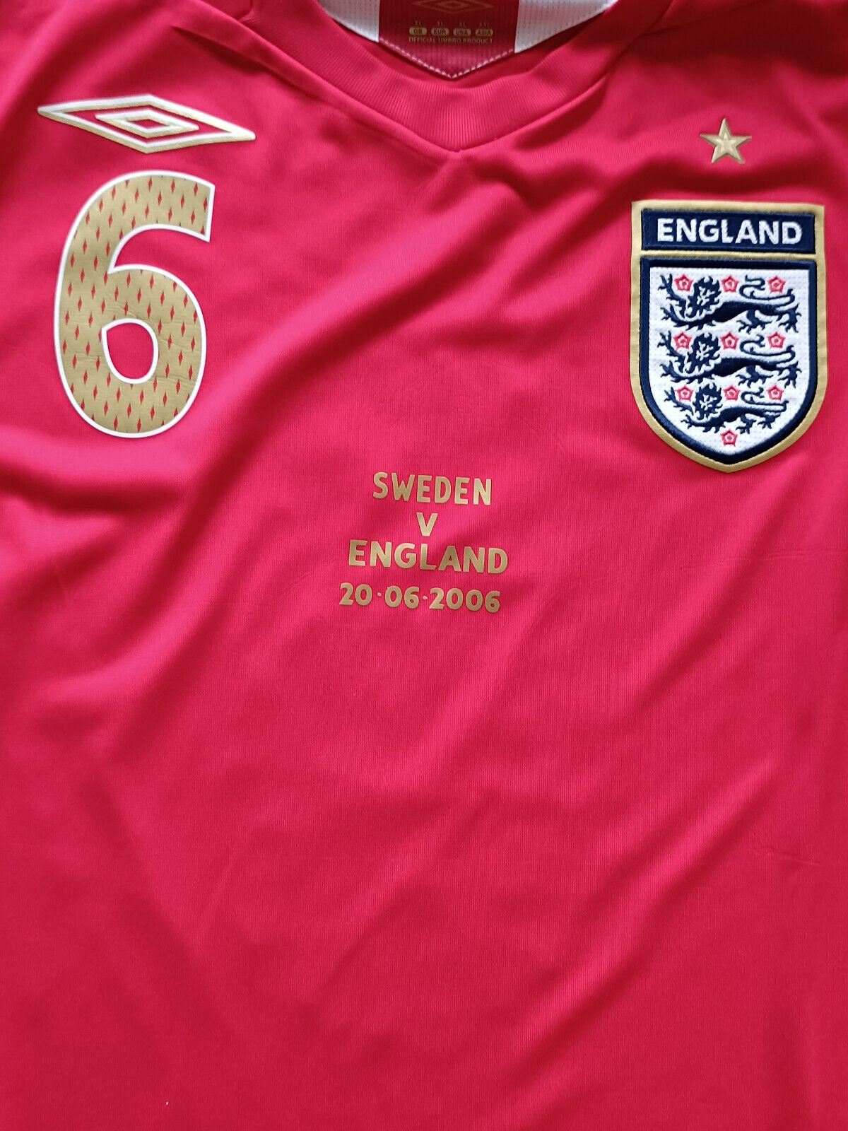 Maglia calcio vintage England Terry Match Issue vs Sweden WC 2006 player stock