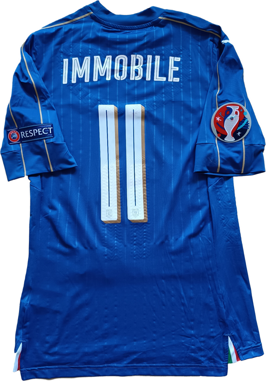 Maglia match worn gara IMMOBILE PUMA Italia-Spagna UERO 2016 Dry-cell