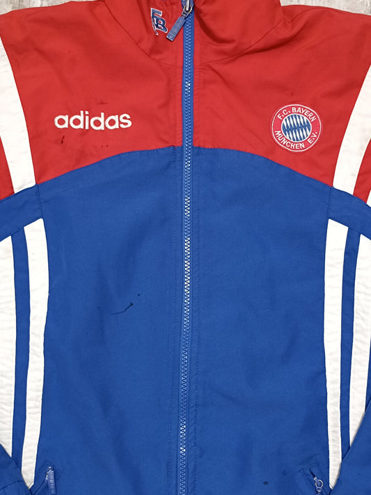 ADIDAS FC Bayern Munchen Vintag 1993/95 Red/Blue Jacket White Stripe Size S/M