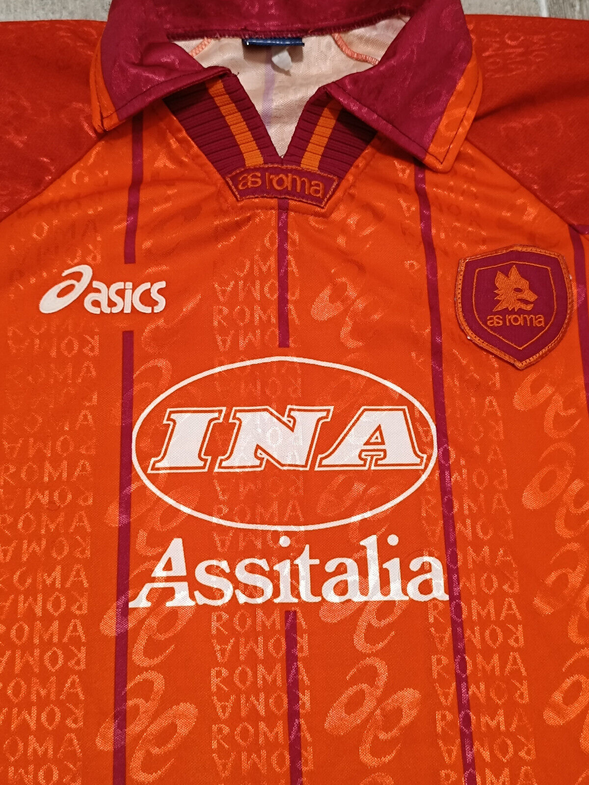 maglia calcio vintage AS Roma Totti Asics 1996 1997 Ina Assitalia Away Player L