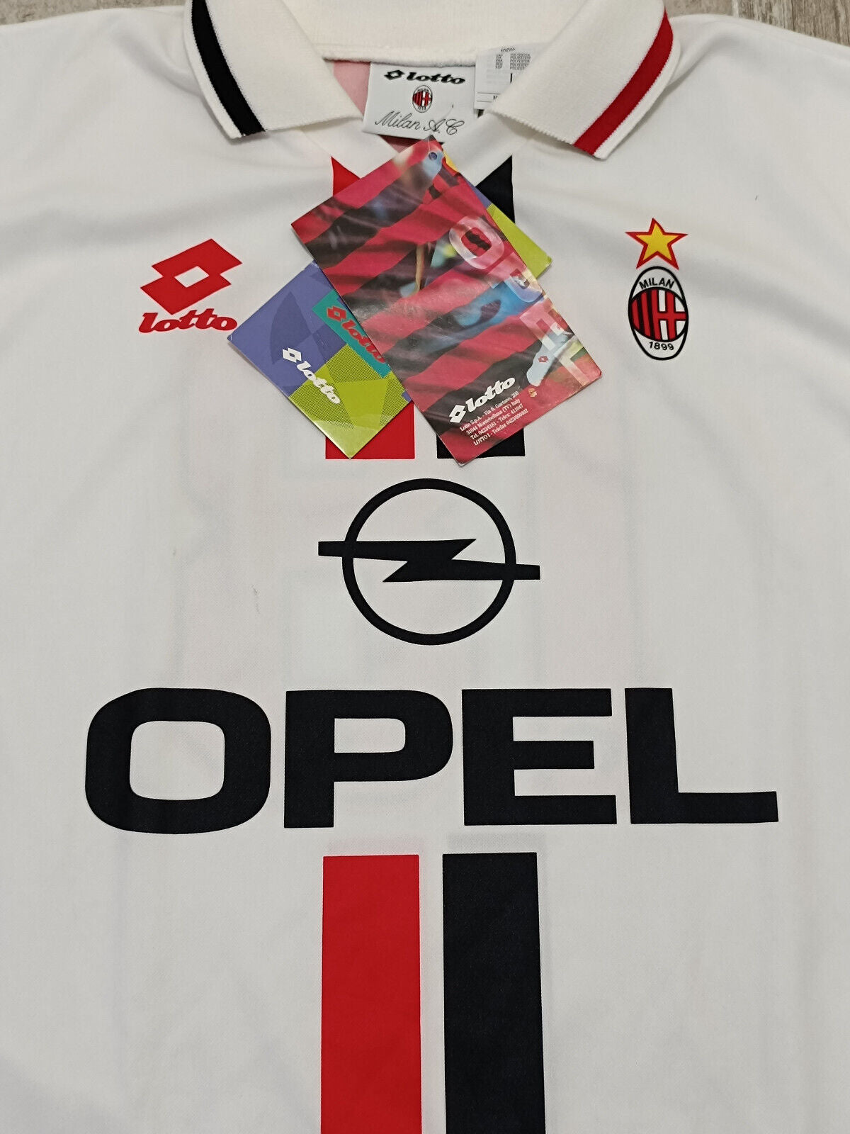 maglia calcio vintage AC Milan Roberto Baggio 1995 1996 scudetto Opel L *BNWT*