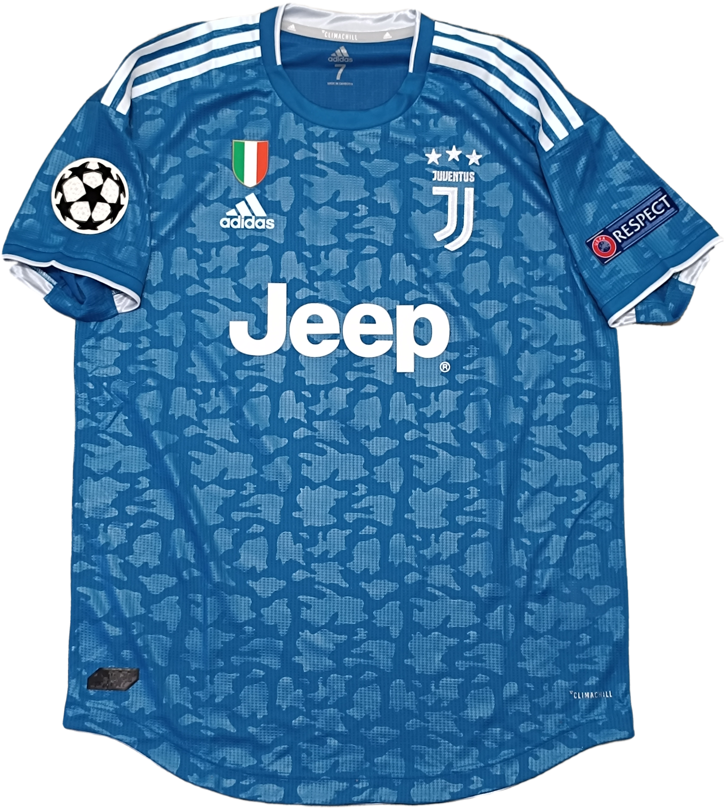 maglia calcio Juventus RONALDO Away MATCH WORN 2019 2020 Adidas Climachill UCL