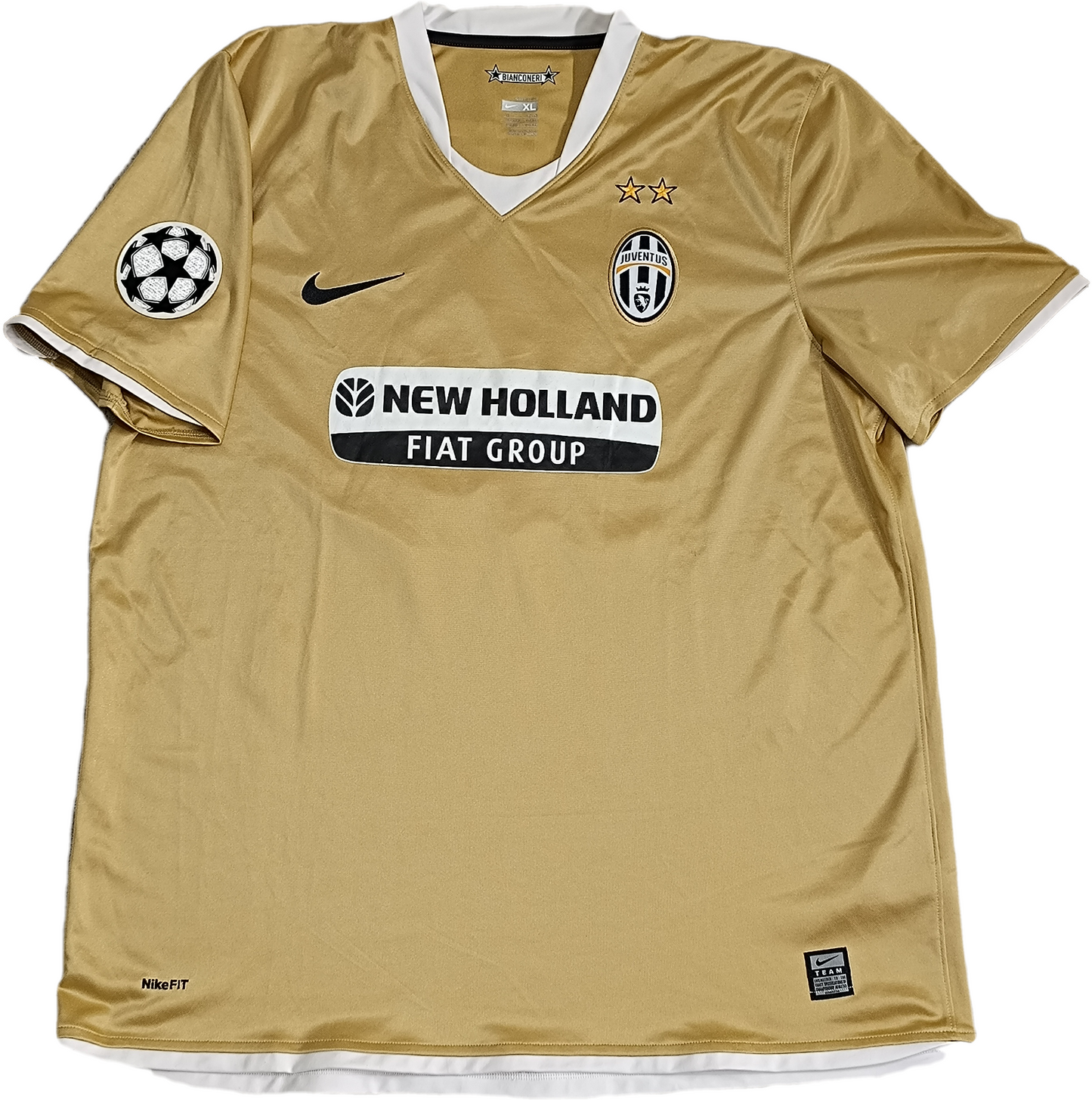 maglia calcio vintage Juventus Del Piero Champions League 2008 away oro XL