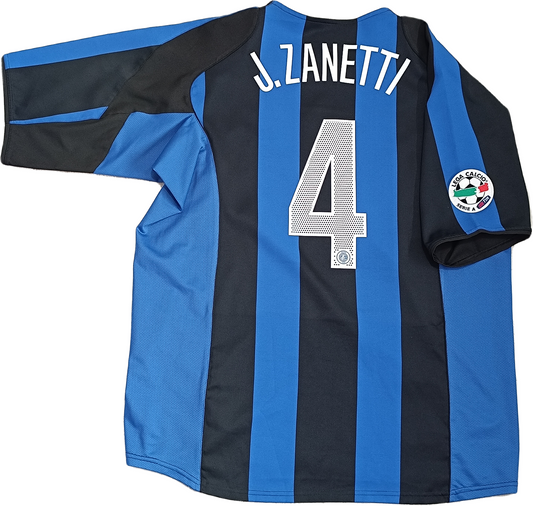 Maglia calcio vintage Inter Zanetti Pirelli Nike 2004 2005 home shirt jersey