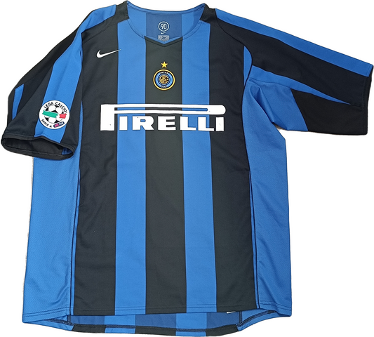 Maglia calcio vintage Inter Zanetti Pirelli Nike 2004 2005 home shirt jersey