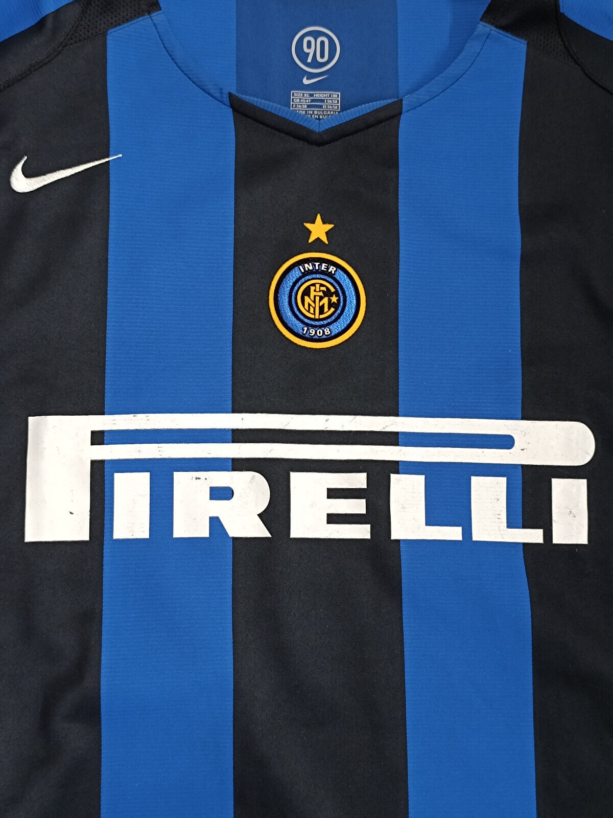 Maglia calcio vintage Inter Zanetti Pirelli Nike 2004 2005 home shirt jersey