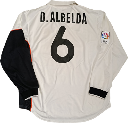 maglia calcio vintage Valencia ALBELDA #6 Match WORN LFP 2002 2003 Nike METRORED