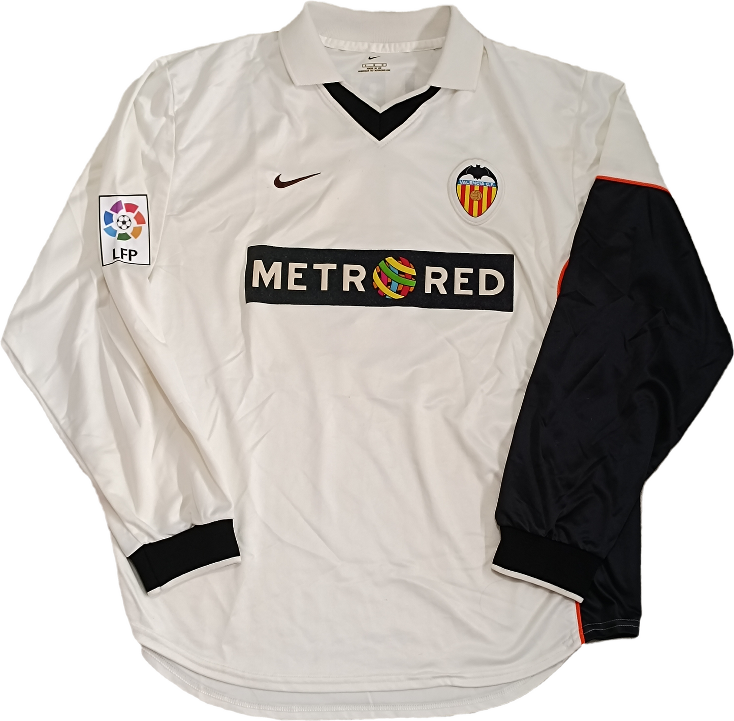 maglia calcio vintage Valencia ALBELDA #6 Match WORN LFP 2002 2003 Nike METRORED